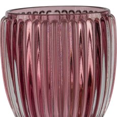 Glass tealight holder, grooved, 7.5x7cm, pale pink