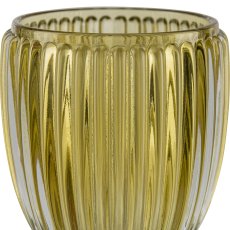 Glas Teelichthalter, gerillt, 7,5x7cm, gelb