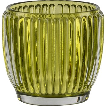 Glas Teelichthalter, gerillt, 7,5x7cm, grün