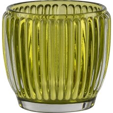 Glas Teelichthalter, gerillt, 7,5x7cm, grün