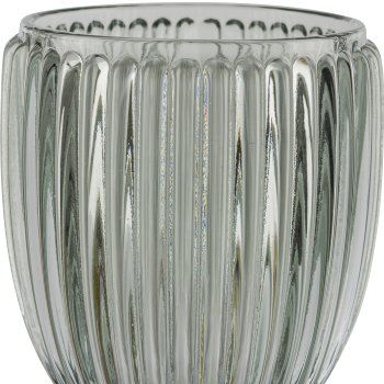 Glass tealight holder, grooved, 7.5x7cm, light green