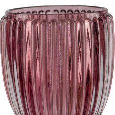 Glas Teelichthalter, gerillt, 8,5x9,5cm, rosa