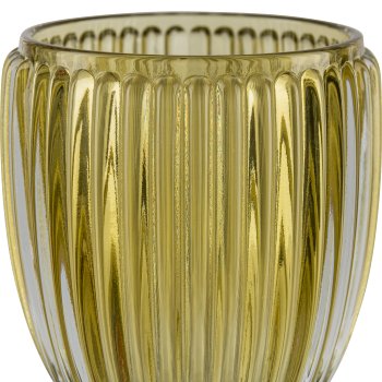 Glas Teelichthalter, gerillt, 8,5x9,5cm, gelb
