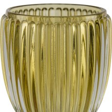 Glas Teelichthalter, gerillt, 8,5x9,5cm, gelb