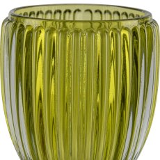 Glass tealight holder, grooved, 8.5x9.5cm, green