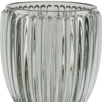 Glas Teelichthalter, gerillt, 8,5x9,5cm, hellgrün