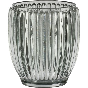 Glas Teelichthalter, gerillt, 8,5x9,5cm, hellgrün