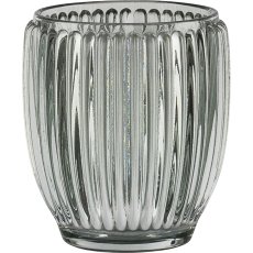 Glas Teelichthalter, gerillt, 8,5x9,5cm, hellgrün