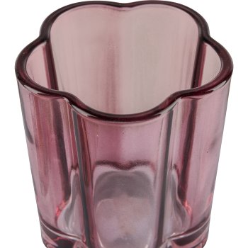 Glass tealight holder, flower shape, 8x6cm, pale pink