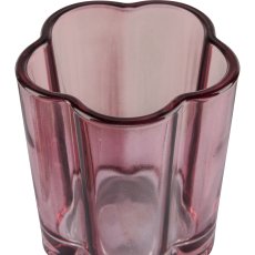 Glass tealight holder, flower shape, 8x6cm, pale pink