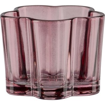 Glass tealight holder, flower shape, 8x6cm, pale pink