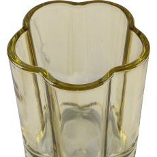 Glas Teelichthalter, Blütenform, 8x6cm, gelb
