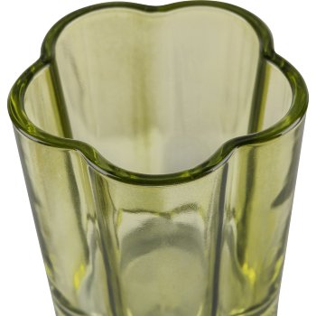 Glas Teelichthalter, Blütenform, 8x6cm, grün