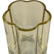 Glas Teelichthalter, Blütenform, 7,5x8,5cm, gelb