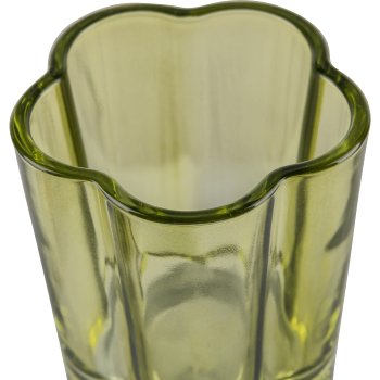 Glas Teelichthalter, Blütenform, 7,5x8,5cm, grün