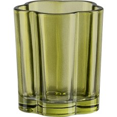 Glass tealight holder, flower shape, 7.5x8.5cm, green