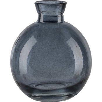 Glass ball vase, 7.5x9cm, pigeon blue