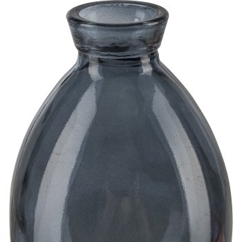 Glasvase bauchig, 7x12cm, taubenblau
