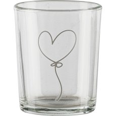 Glas Teelichthalter, Herzmotiv, 5,5x7cm, klar