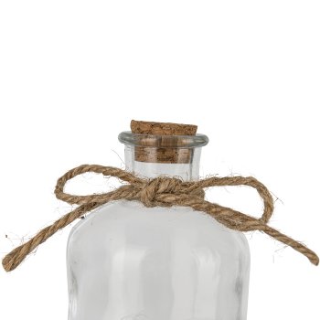 Glasflasche, mit Schleife & Herzmotiv, 7,5x14cm, klar