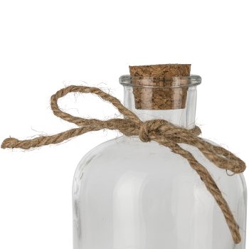Glasflasche, mit Schleife & Herzmotiv, 8,5x16,5cm, klar