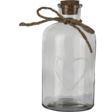 Glasflasche, mit Schleife & Herzmotiv, 8,5x16,5cm, klar