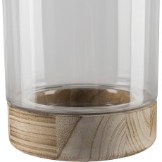 Glass lantern CLASSIC, on wooden base, 15x25cm, natural