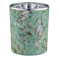Glass tealight INSTYLE with print, 4/box, 7x7x8.5cm, light green, Lepuro