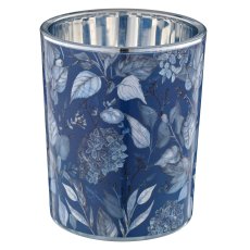 Glass lantern INSTYLE with print, 10x10x12.5cm, royal blue, Lepuro