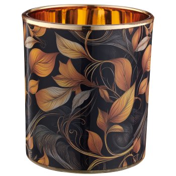Glas Windlicht INSTYLE mit Print, 9x9x10cm, schwarz, 4/Box 41,5x9x10,5cm, Lepuro