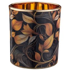 Glas Windlicht INSTYLE mit Print, 9x9x10cm, schwarz, 4/Box 41,5x9x10,5cm, Lepuro