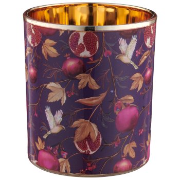 Glass lantern INSTYLE with print, 9x9x10cm, purple, 4/box 41.5x9x10.5cm, Lepuro