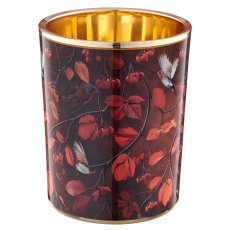 Glas Windlicht INSTYLE mit Print, 10x10x12,5cm, dunkelbraun, Lepuro