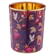 Glas Windlicht INSTYLE mit Print, 10x10x12,5cm, violett , Lepuro