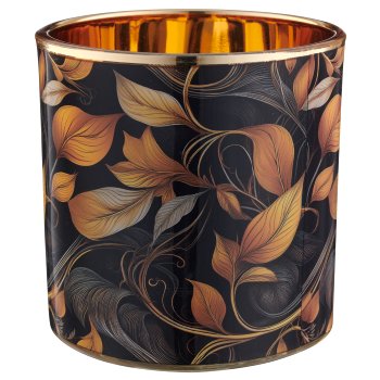 Glas Windlicht INSTYLE mit Print, 15x15x15cm, schwarz, Lepuro