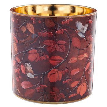 Glas Windlicht INSTYLE mit Print, 15x15x15cm, dunkelbraun, Lepuro