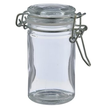 Glass preserving jar with lid, 4.5x4.5x8.5cm, clear