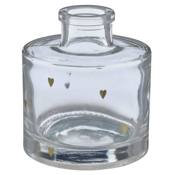 Glasvase mit Dekor, 6,5x6,5x7,5cm, gold