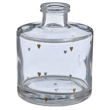Glasvase mit Dekor, 8x8x9,5cm, gold