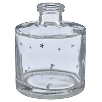 Glasvase mit Dekor, 8x8x9,5cm, silber