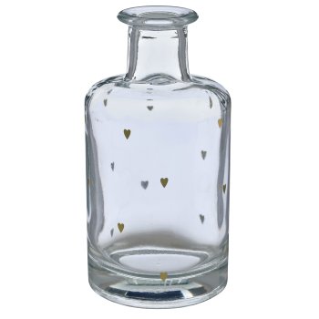 Glas Flaschenvase mit Dekor, 7x7x15cm, gold