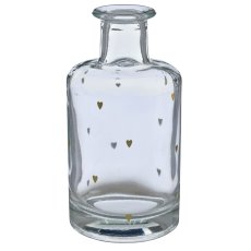 Glas Flaschenvase mit Dekor, 7x7x15cm, gold