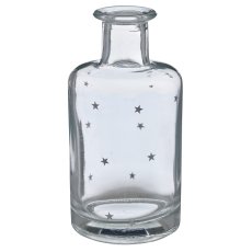 Glas Flaschenvase mit Dekor, 7x7x15cm, silber