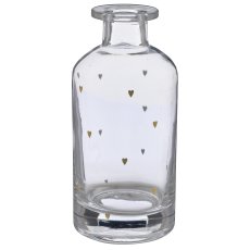 Glas Flaschenvase mit Dekor, 7x7x13,5cm, gold