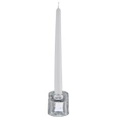 Glass tealight/candle holder, 2-fold function, round with decoration, 6x6x6.5cm, silver