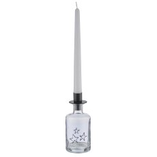 Glasflasche mit Metall Kerzenhalter Aufsatz, Stern, 6,8x6,8x16,7cm, klar
