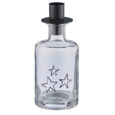 Glass bottle with metal candle holder attachment, star, 6.8x6.8x16.7cm, clear