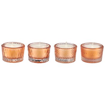 Glas Teelicht 4fa.so. im Naturkarton, 5,2x4cm, orange