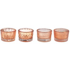 Glas Teelicht 4fa.so. im Naturkarton, 5,2x4cm, orange
