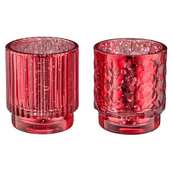 rustic silver in natural cardboard, 7x8cm, red Glass tealight 2assorted,